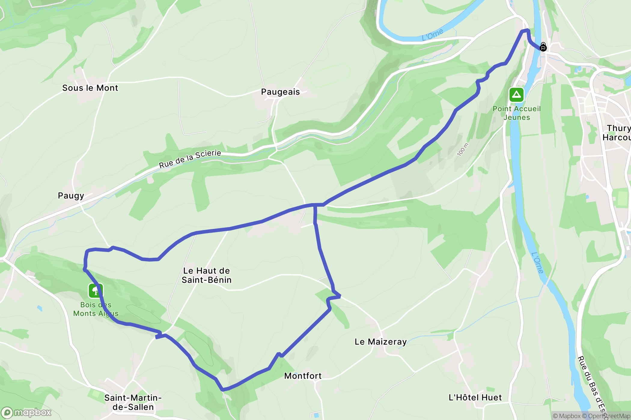 Le Hom (Thury-Harcourt) : carte du parcours de randonnée - France