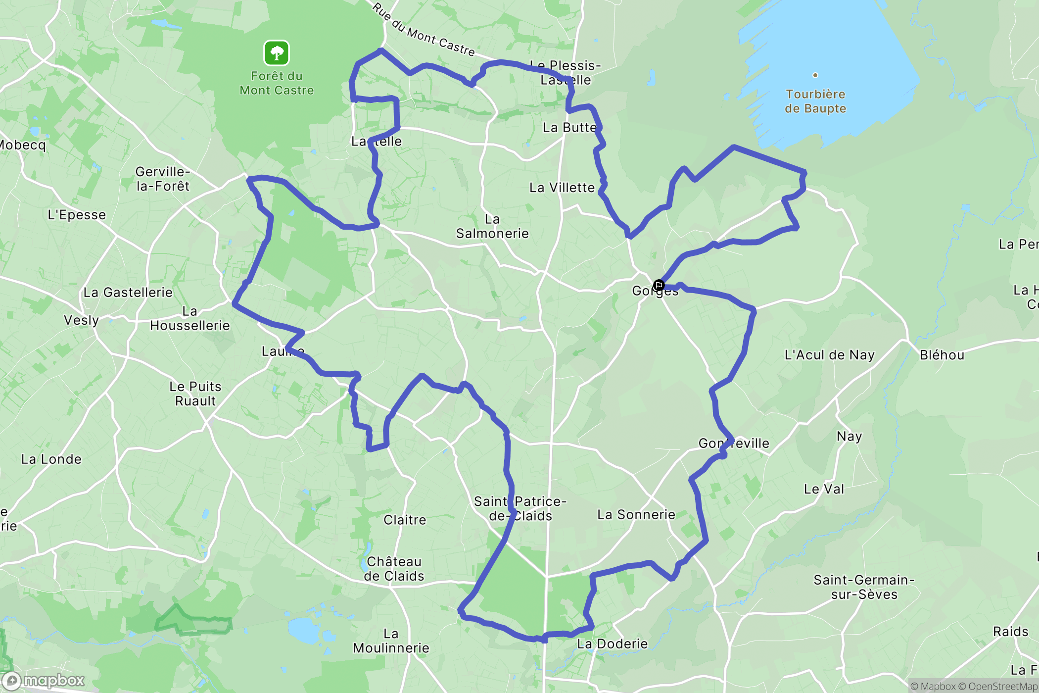 Gorges : carte du parcours de randonnée - France
