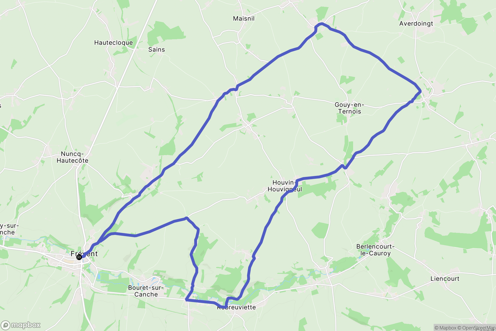Frévent : carte du parcours de randonnée - France