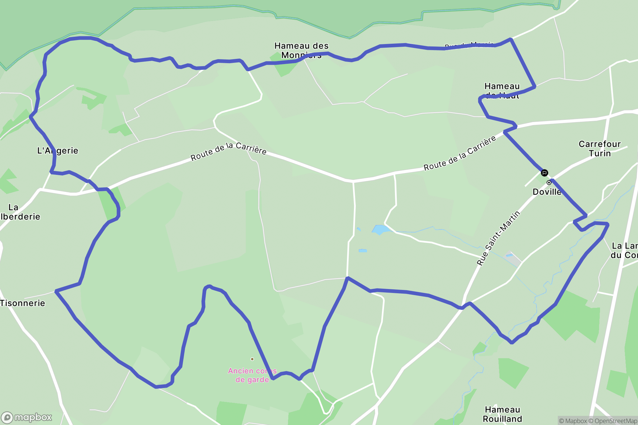 Doville : carte du parcours de randonnée - France