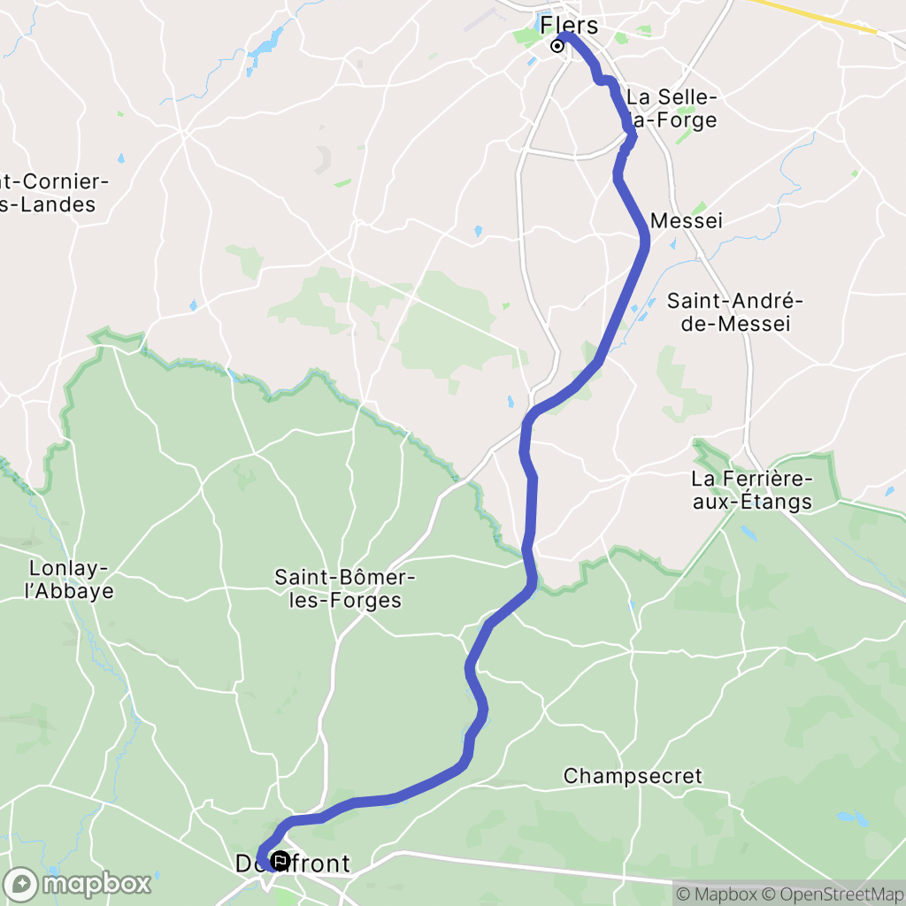 Flers : carte du parcours de randonnée - France
