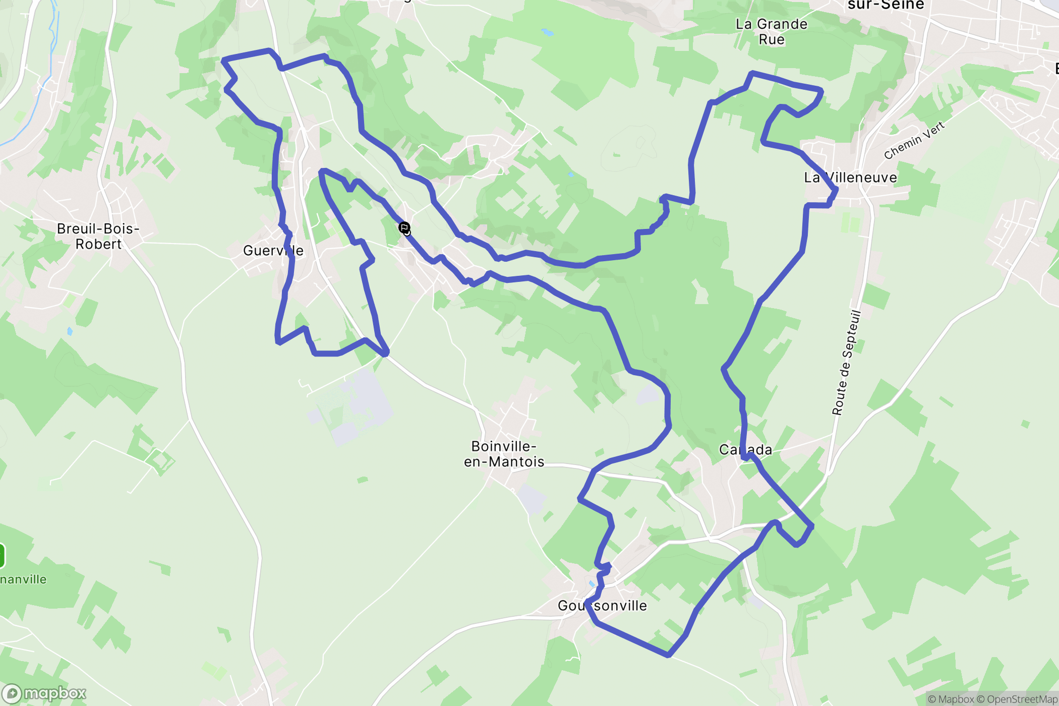 Guerville : carte du parcours de randonnée - France