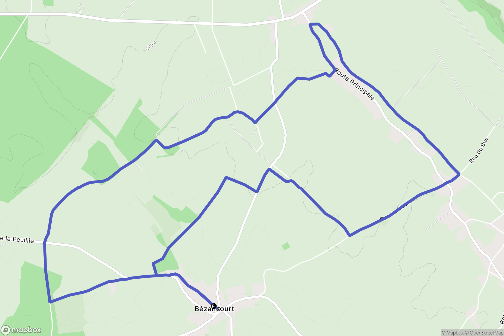 Bézancourt : carte du parcours de randonnée - France