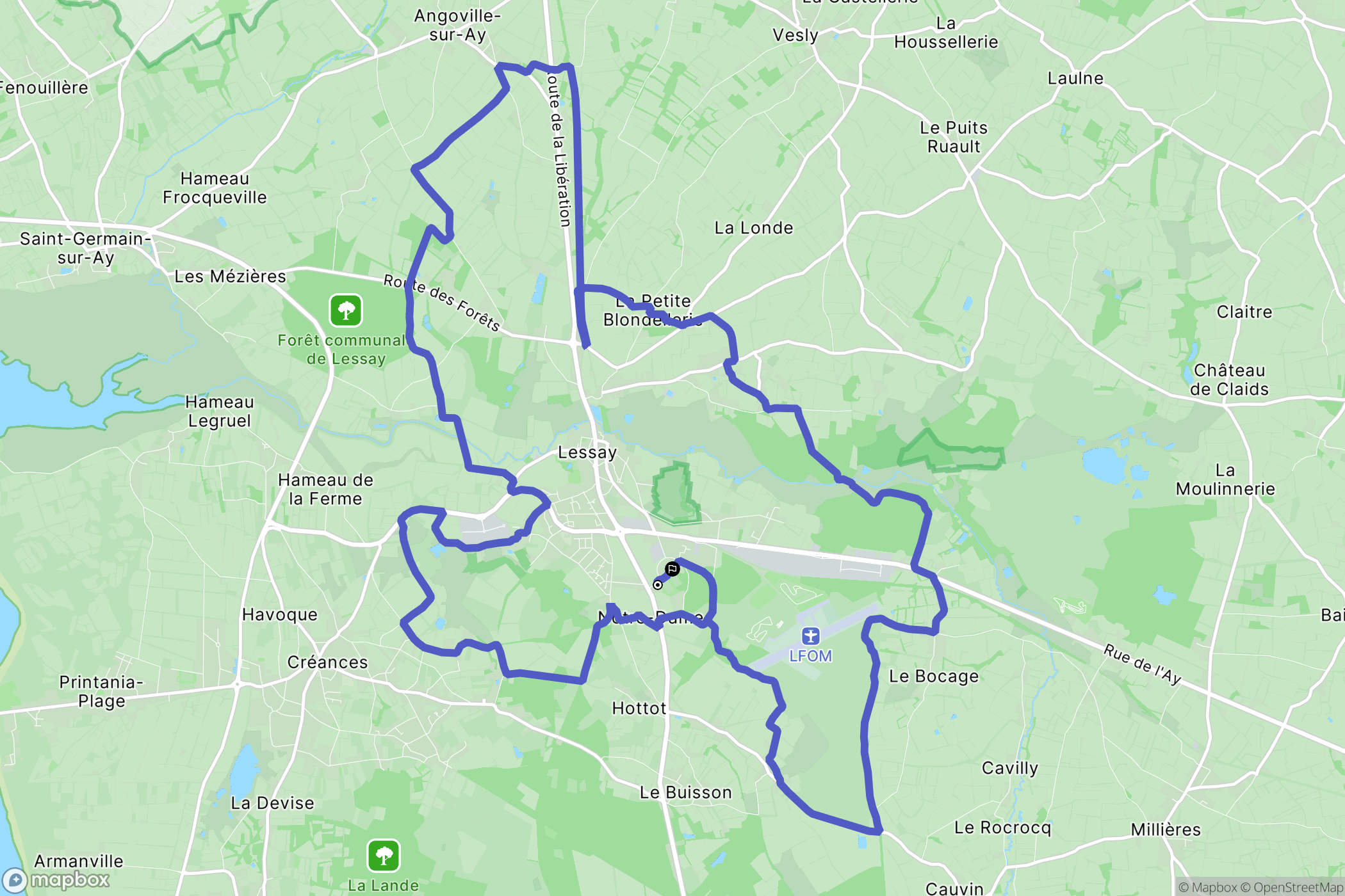 Lessay : carte du parcours de randonnée - France