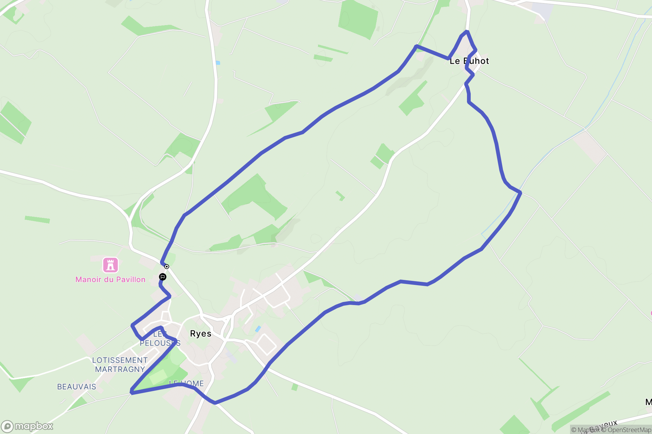 Ryes : carte du parcours de randonnée - France