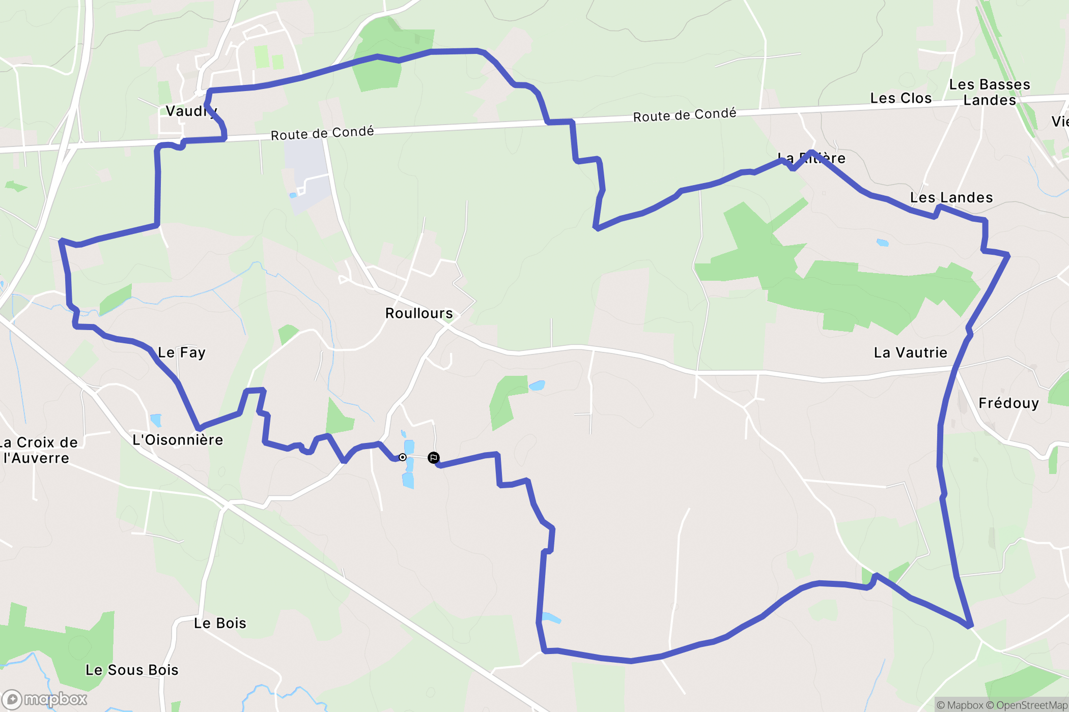 Vire Normandie (Roullours) : carte du parcours de randonnée - France