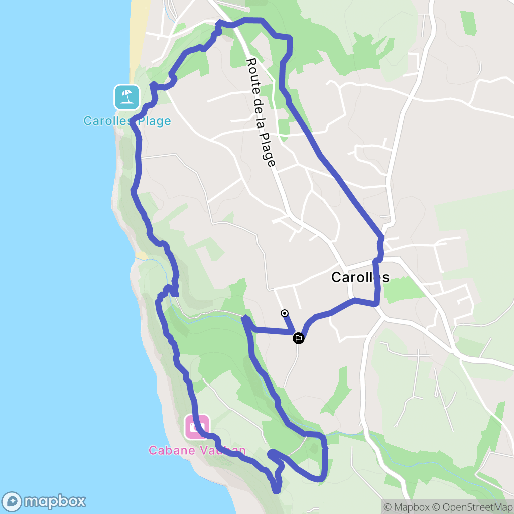 Carolles : carte du parcours de randonnée - France
