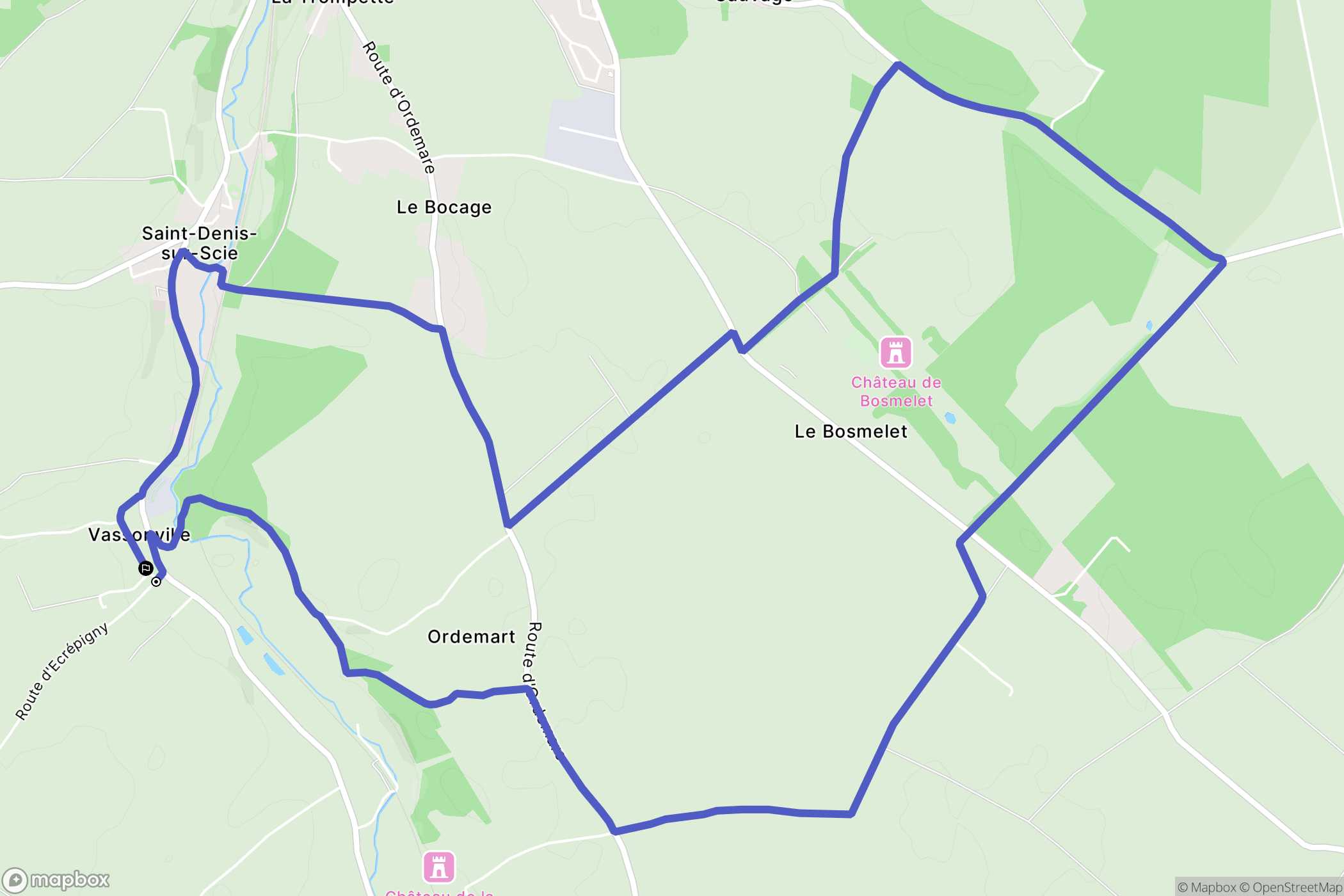 Vassonville : carte du parcours de randonnée - France