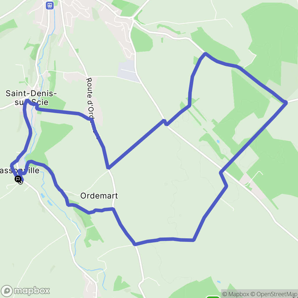 Vassonville : carte du parcours de randonnée - France