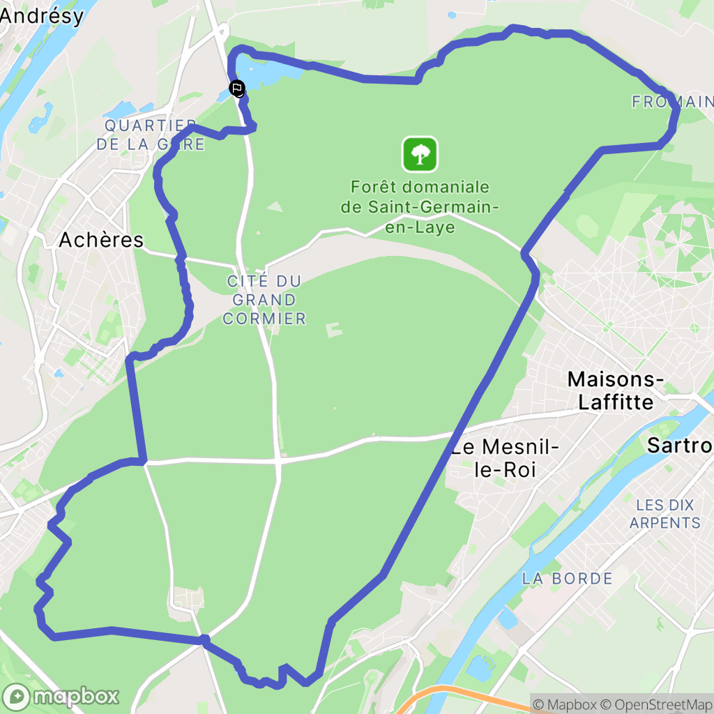 Achères : carte du parcours de randonnée - France