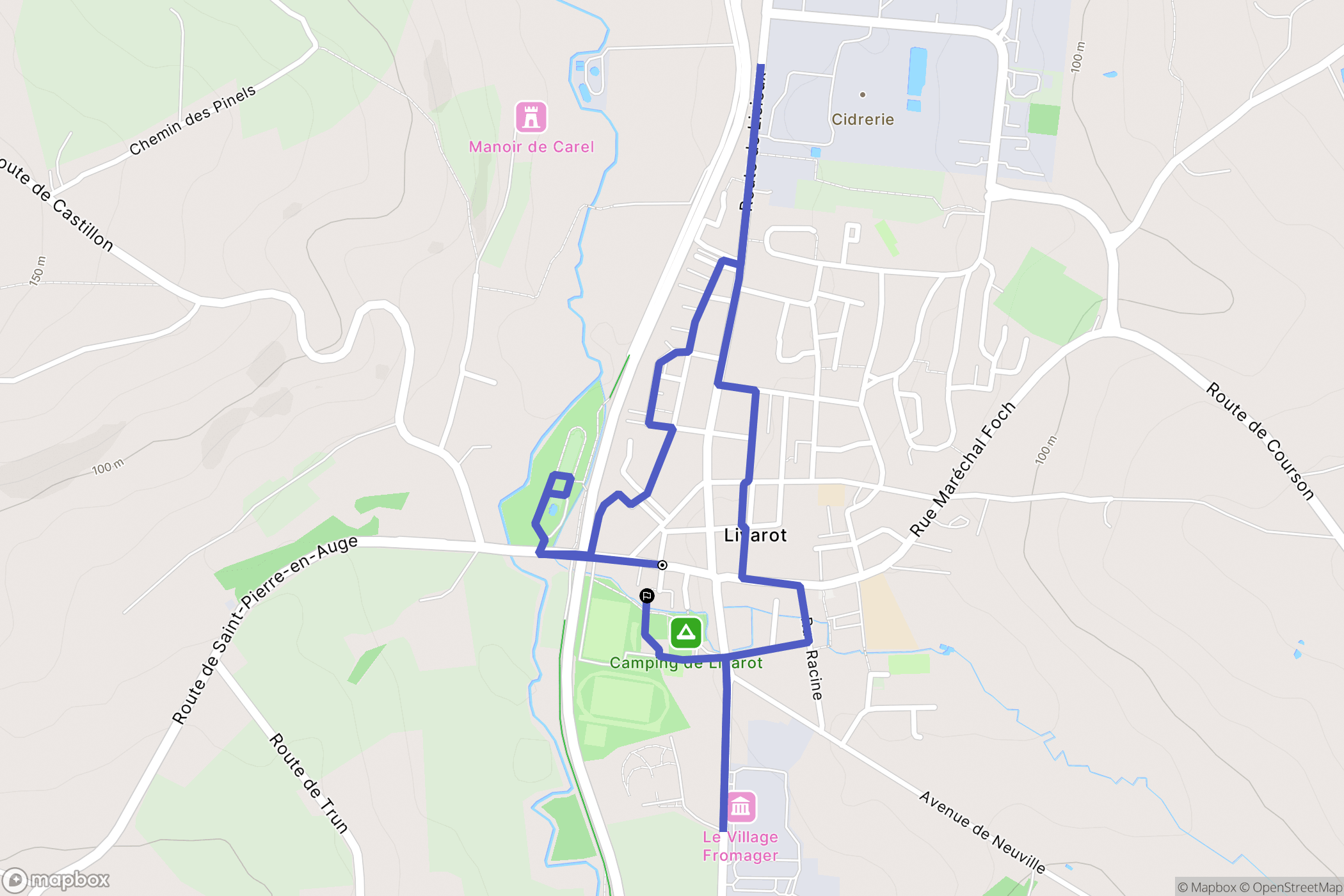 Livarot : carte du parcours de randonnée - France