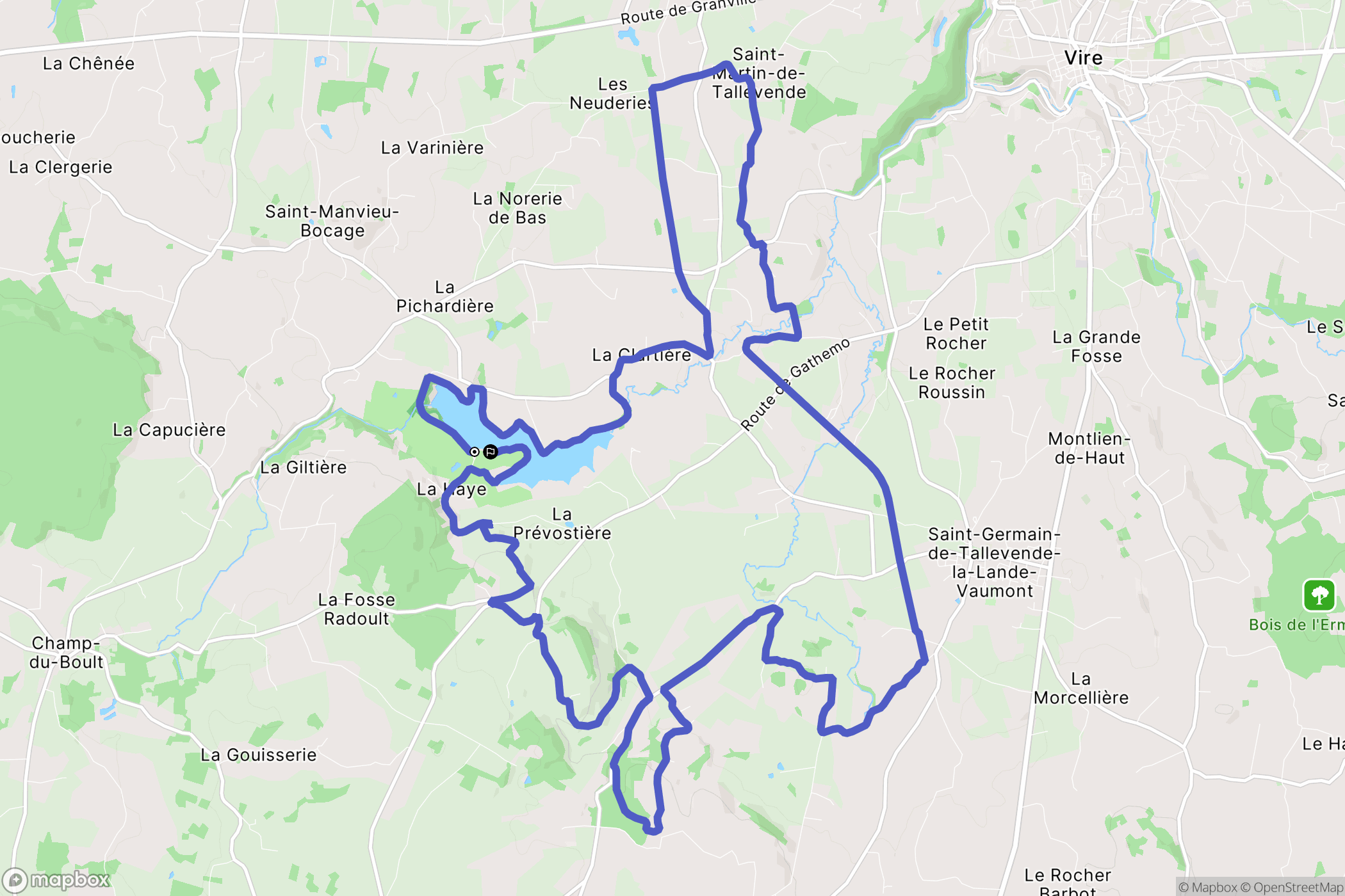 Noues de Sienne : carte du parcours de randonnée - France