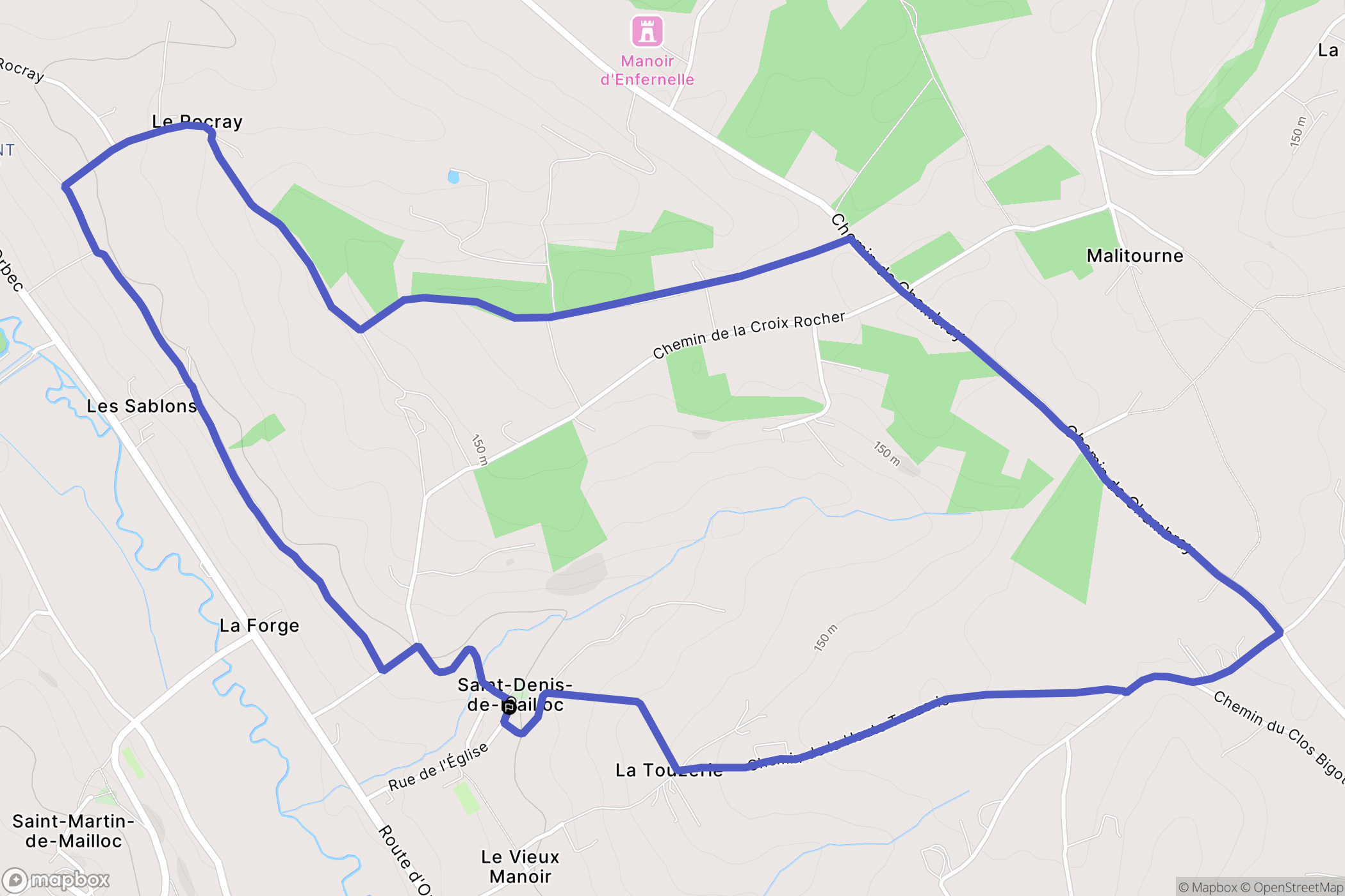 Saint-Denis-de-Mailloc : carte du parcours de randonnée - France