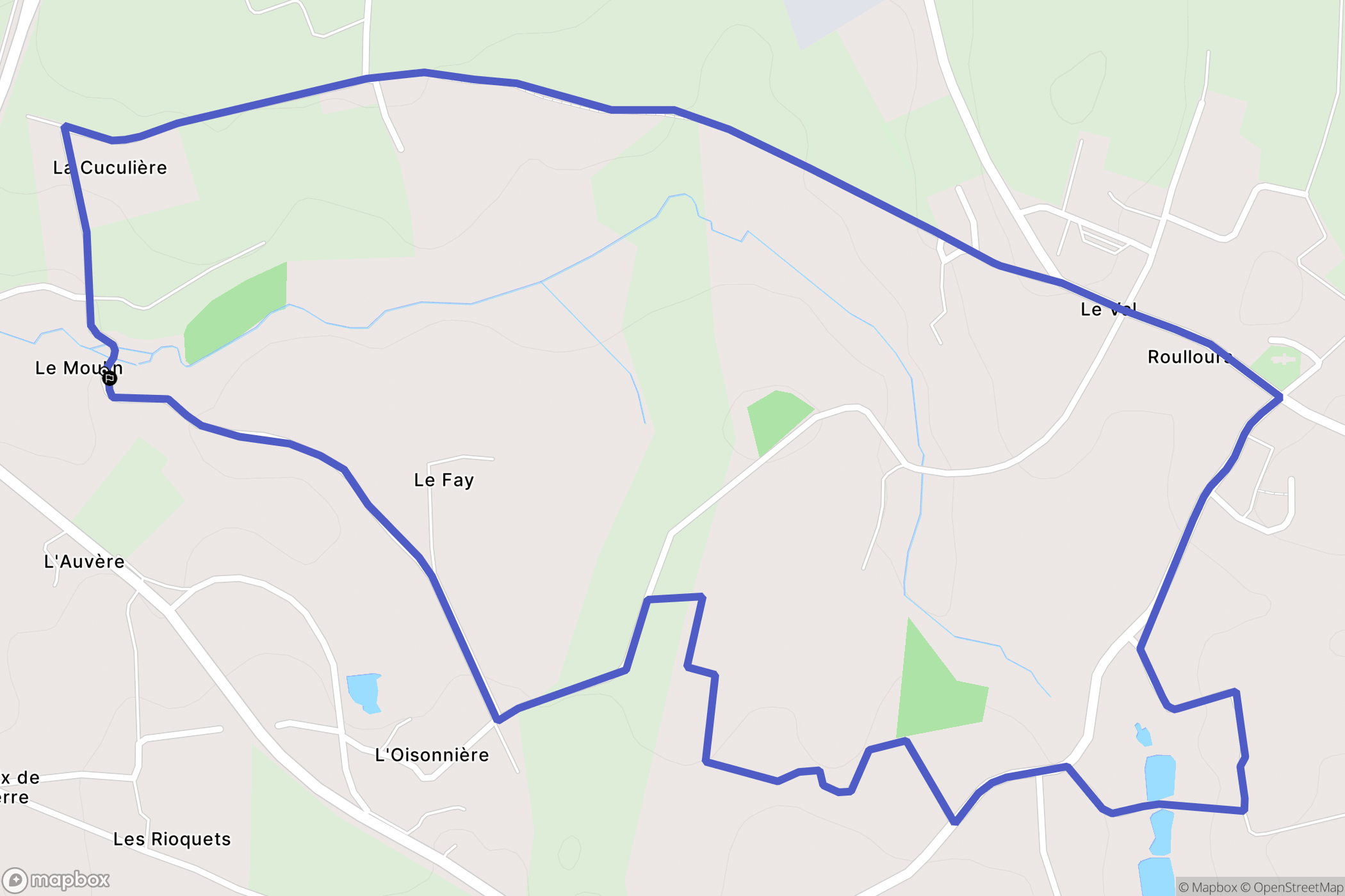 Roullours : carte du parcours de randonnée - France