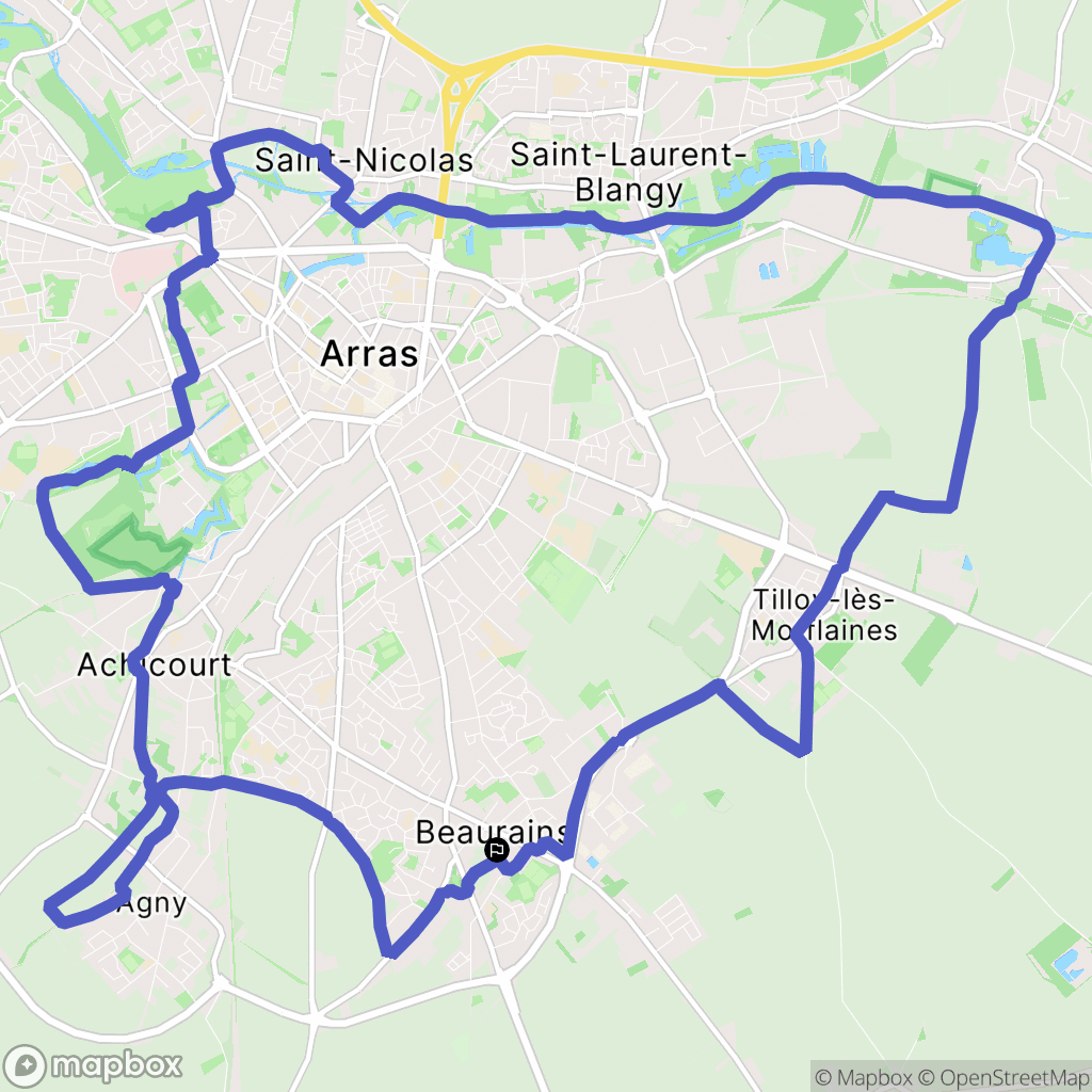 Beaurains : carte du parcours de randonnée - France