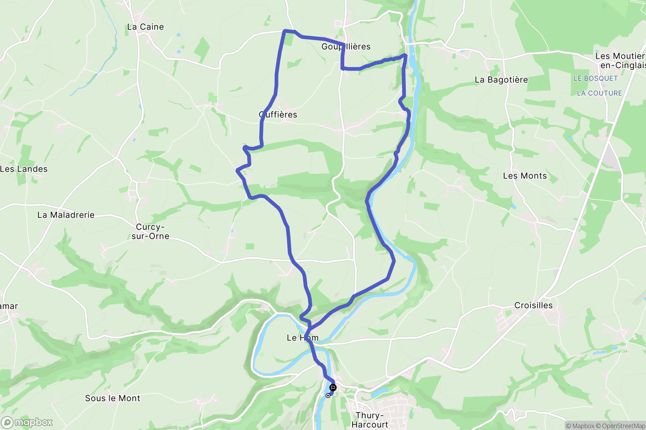 Thury-Harcourt : carte du parcours de randonnée - France