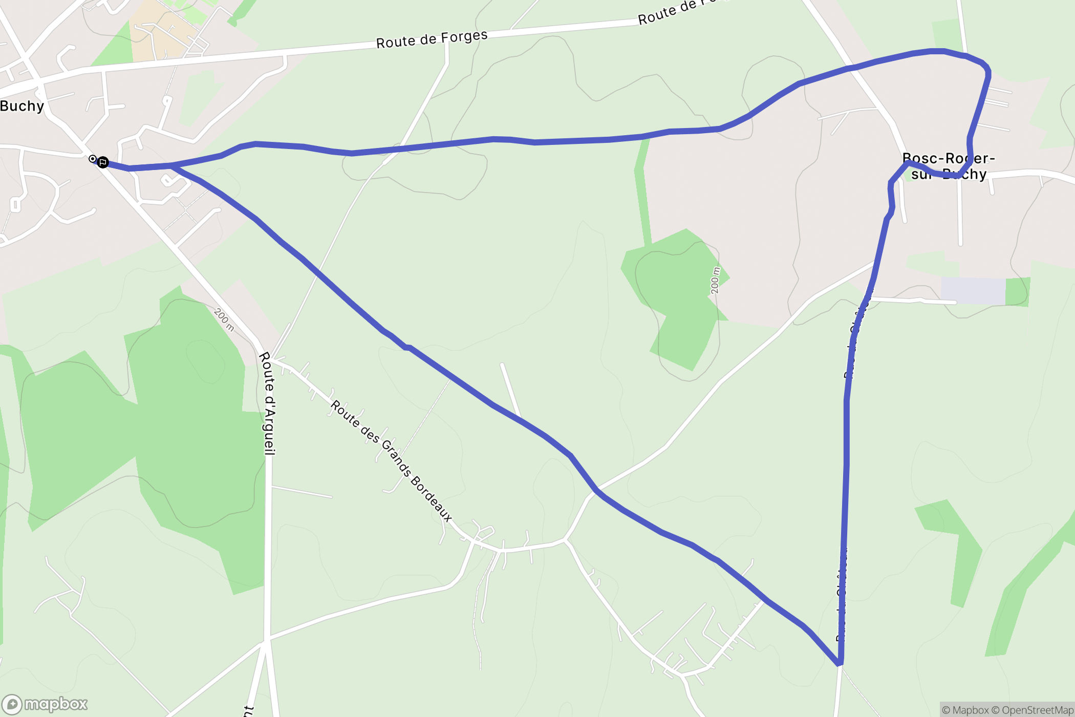 Buchy : carte du parcours de randonnée - France