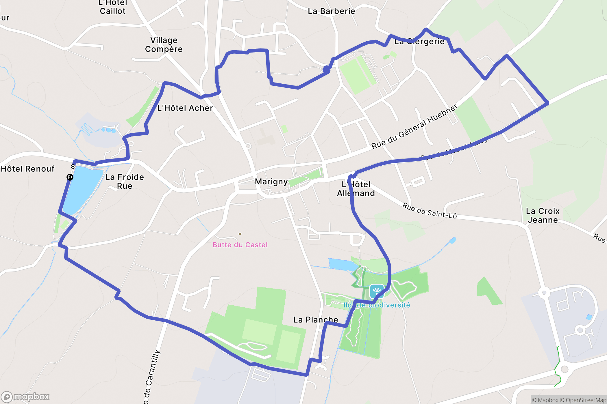 Marigny : carte du parcours de randonnée - France