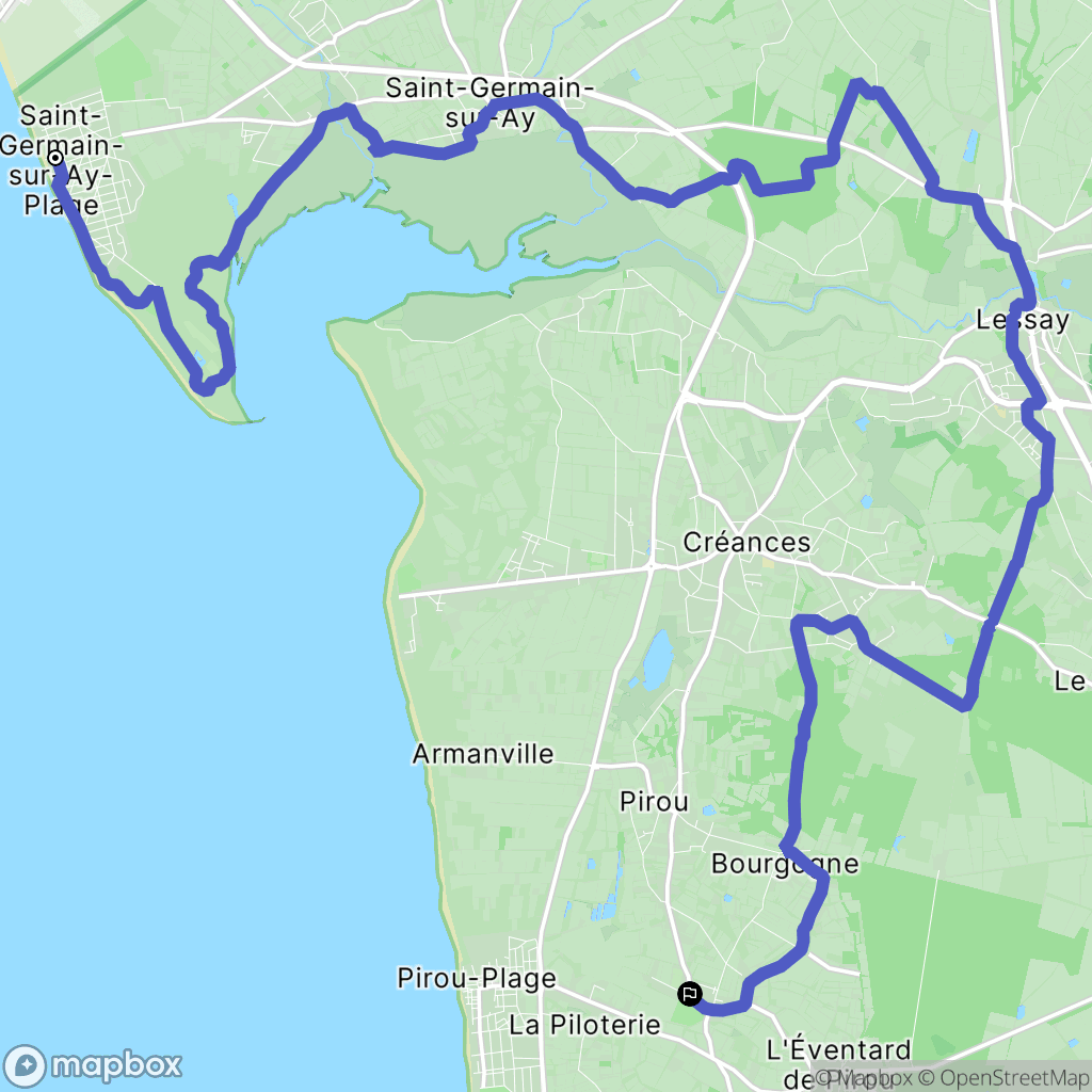 Saint-Germain-sur-Ay Plage : carte du parcours de randonnée - France