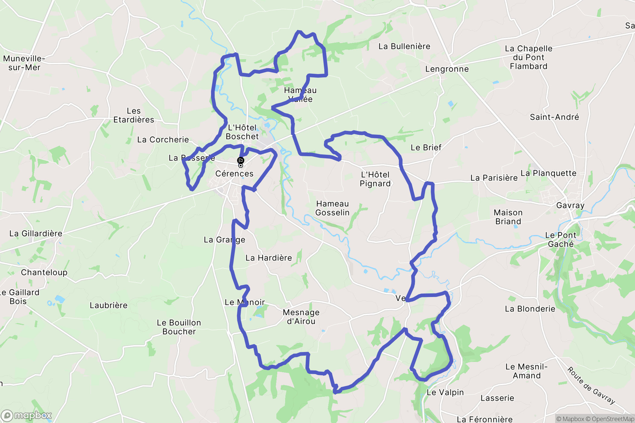 Cérences35/12 : carte du parcours de randonnée - France