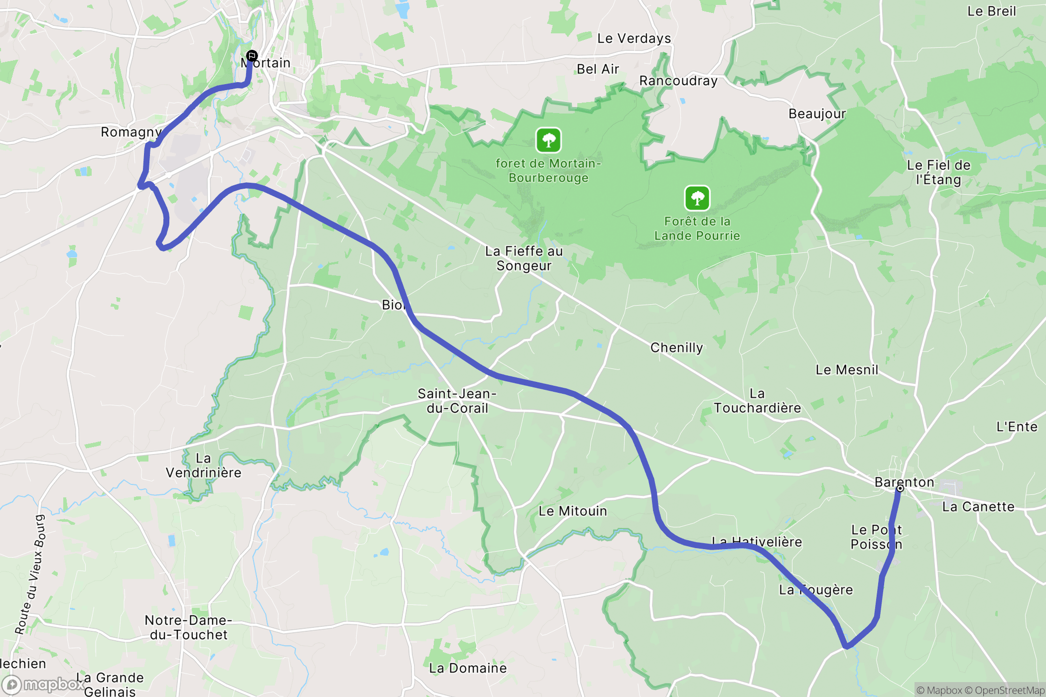 Barenton : carte du parcours de randonnée - France