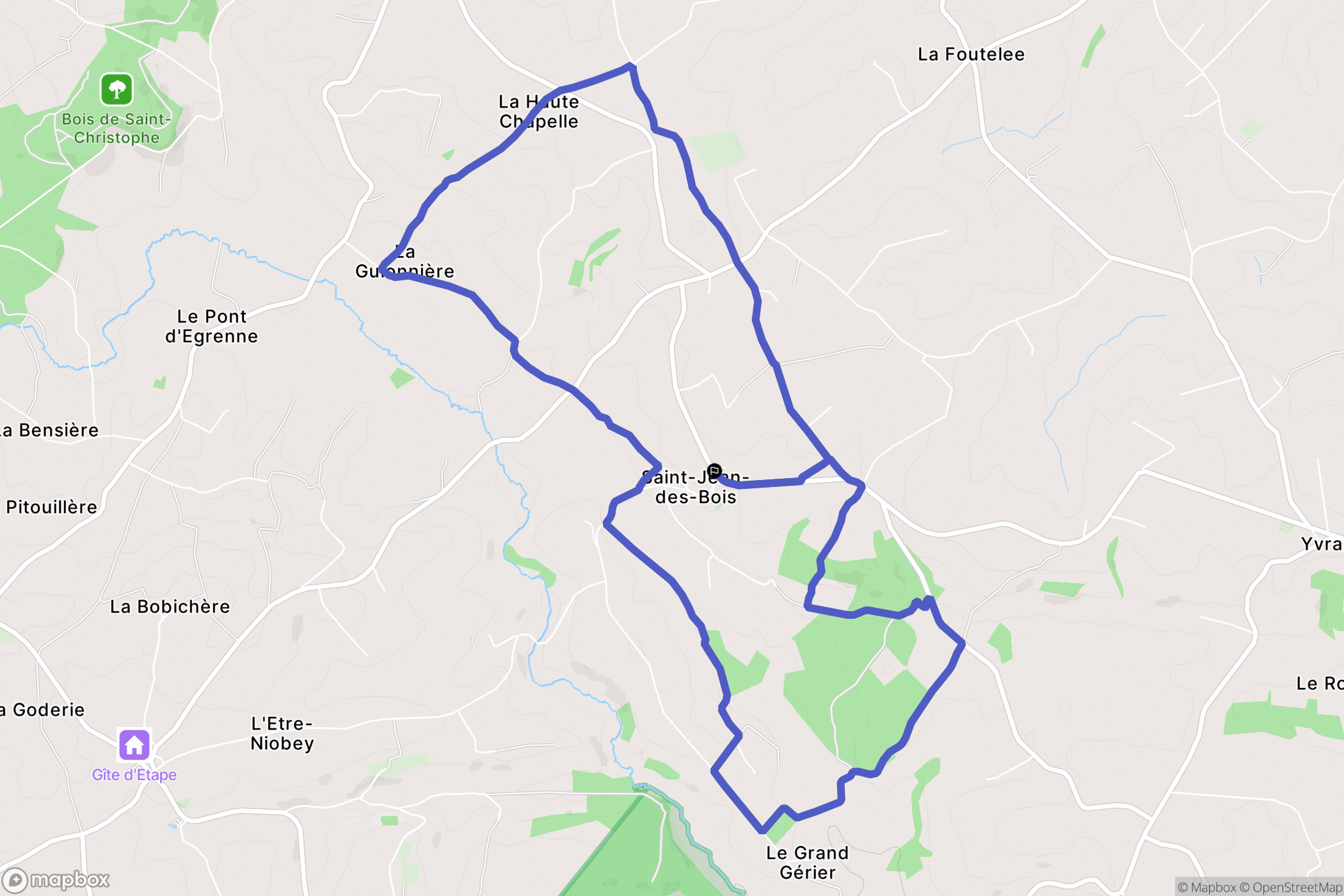 Tinchebray-Bocage : carte du parcours de randonnée - France