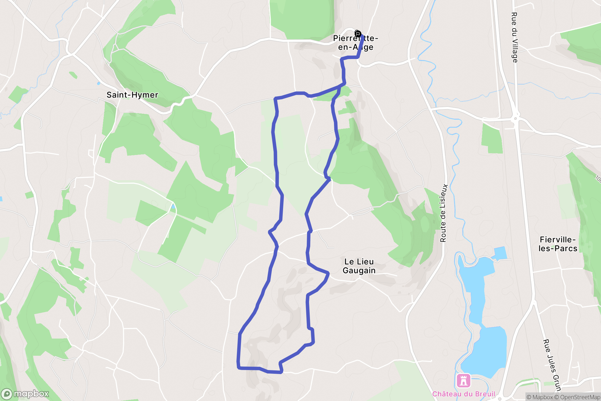 Pierrefitte-en-Auge : carte du parcours de randonnée - France