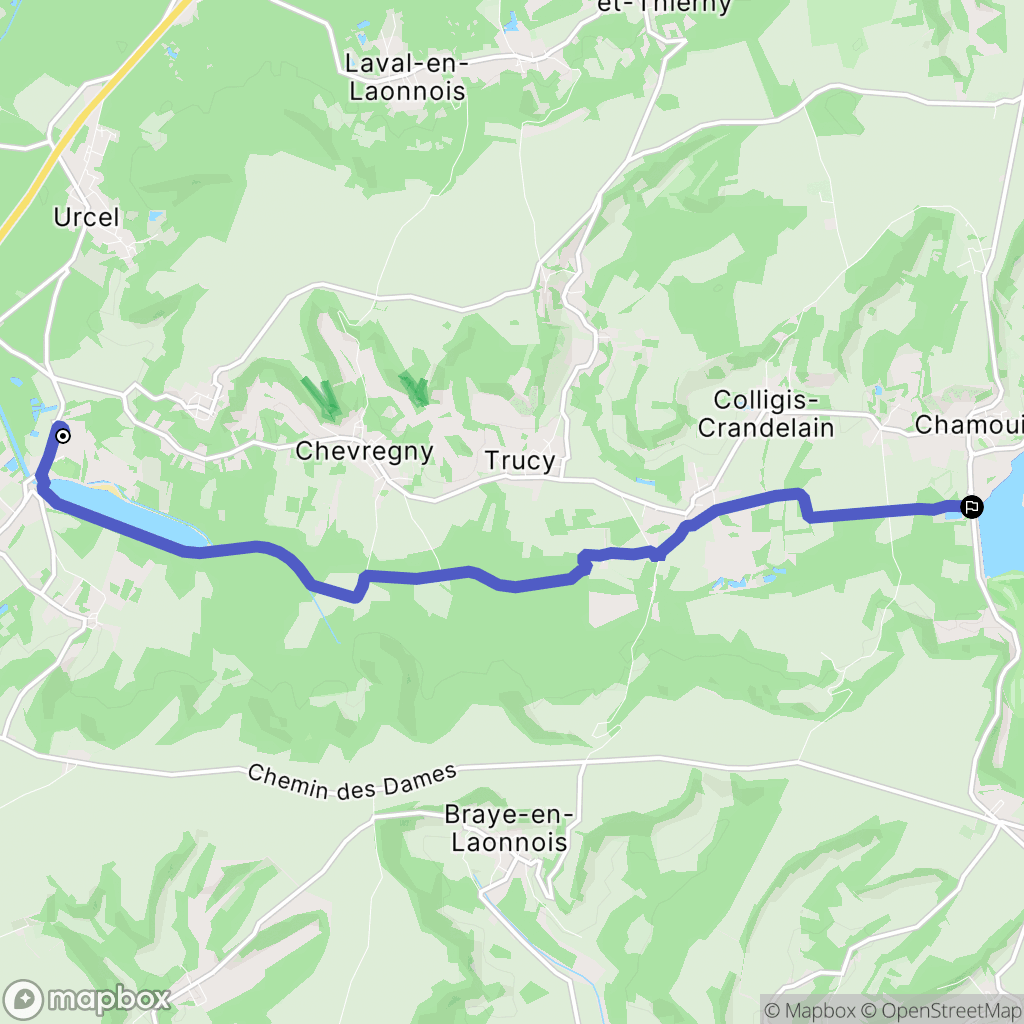 Monampteuil : carte du parcours de randonnée - France