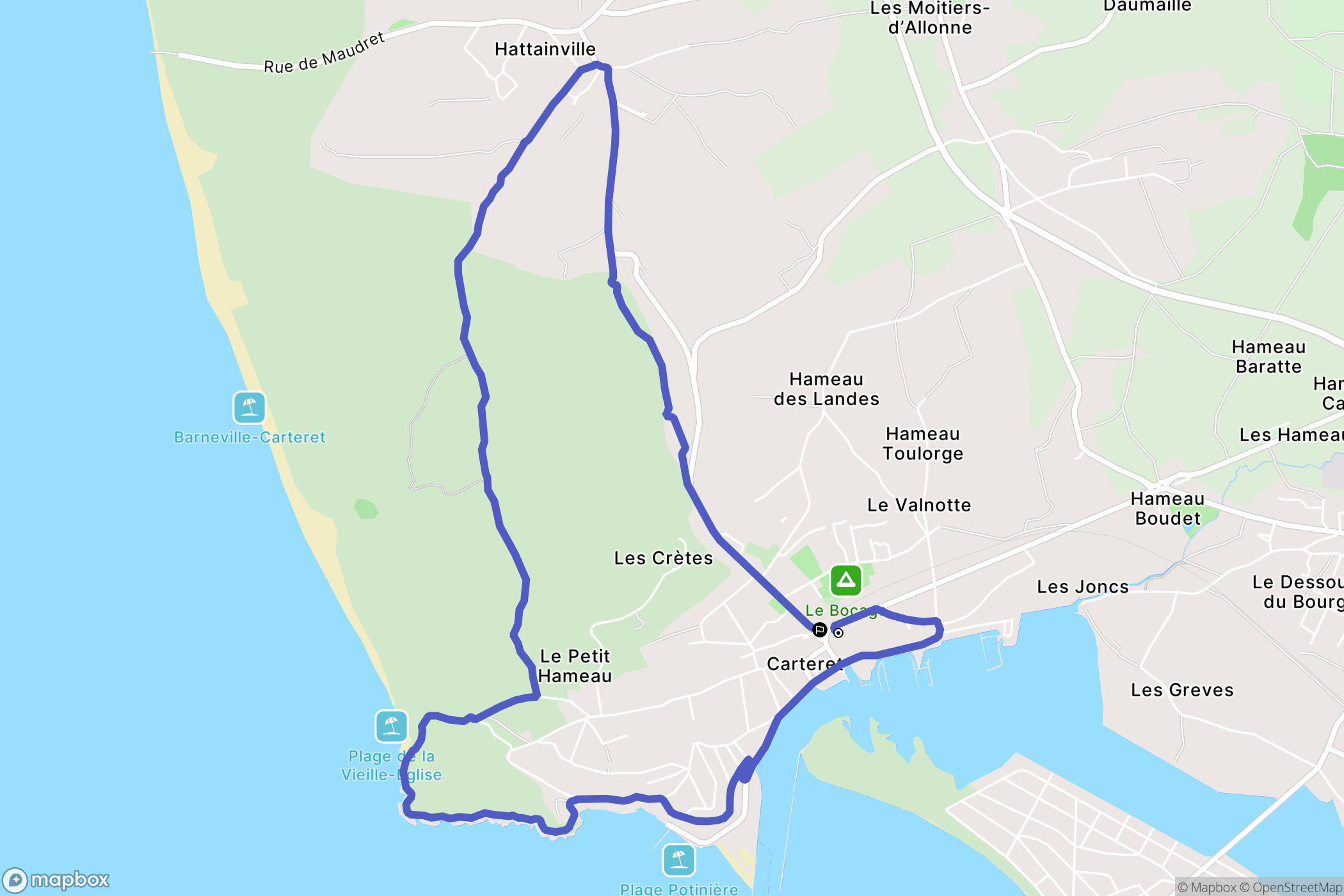 Barneville-Carteret : carte du parcours de randonnée - France