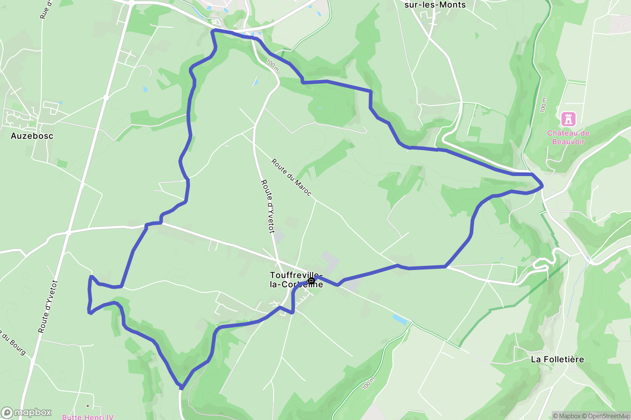 Touffreville-la-Corbeline : carte du parcours de randonnée - France