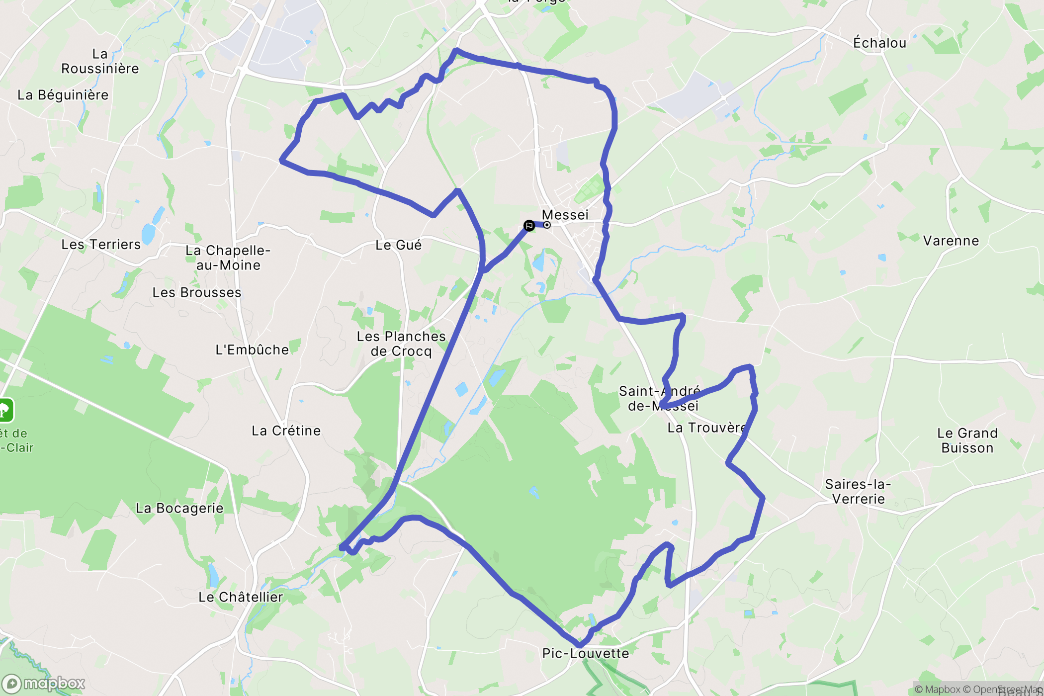 Messei : carte du parcours de randonnée - France