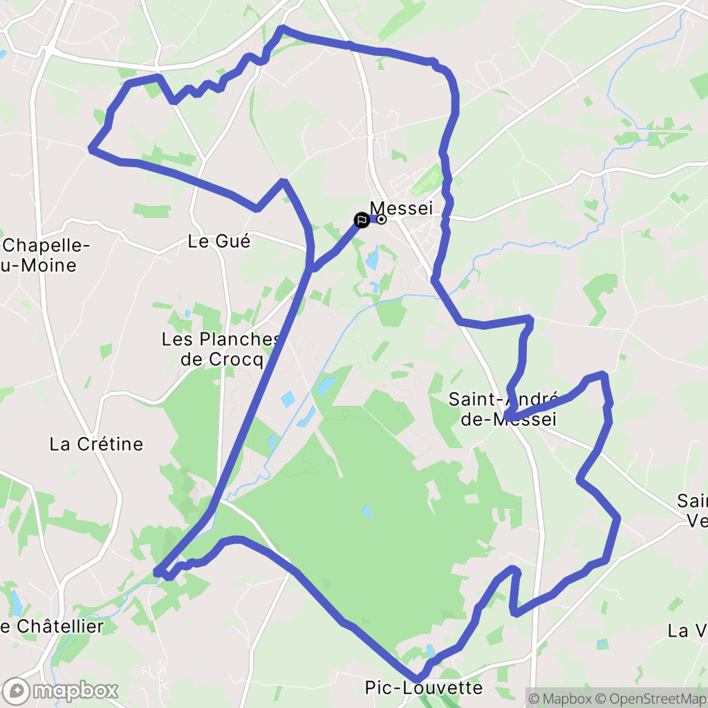 Messei : carte du parcours de randonnée - France