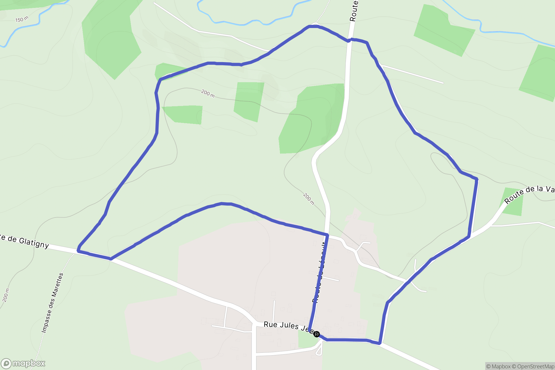 Terres de Druance (Saint-Vigor-des-Mézerets) : carte du parcours de randonnée - France