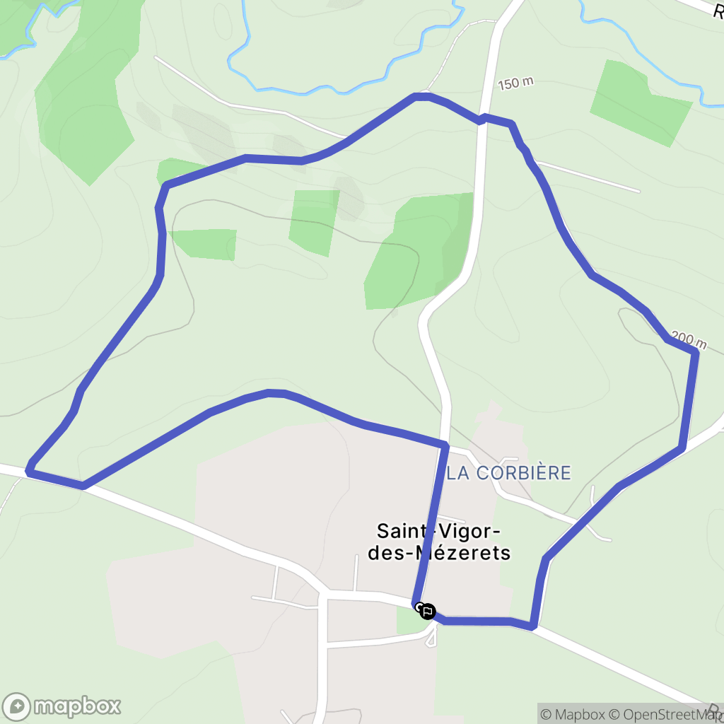 Terres de Druance (Saint-Vigor-des-Mézerets) : carte du parcours de randonnée - France