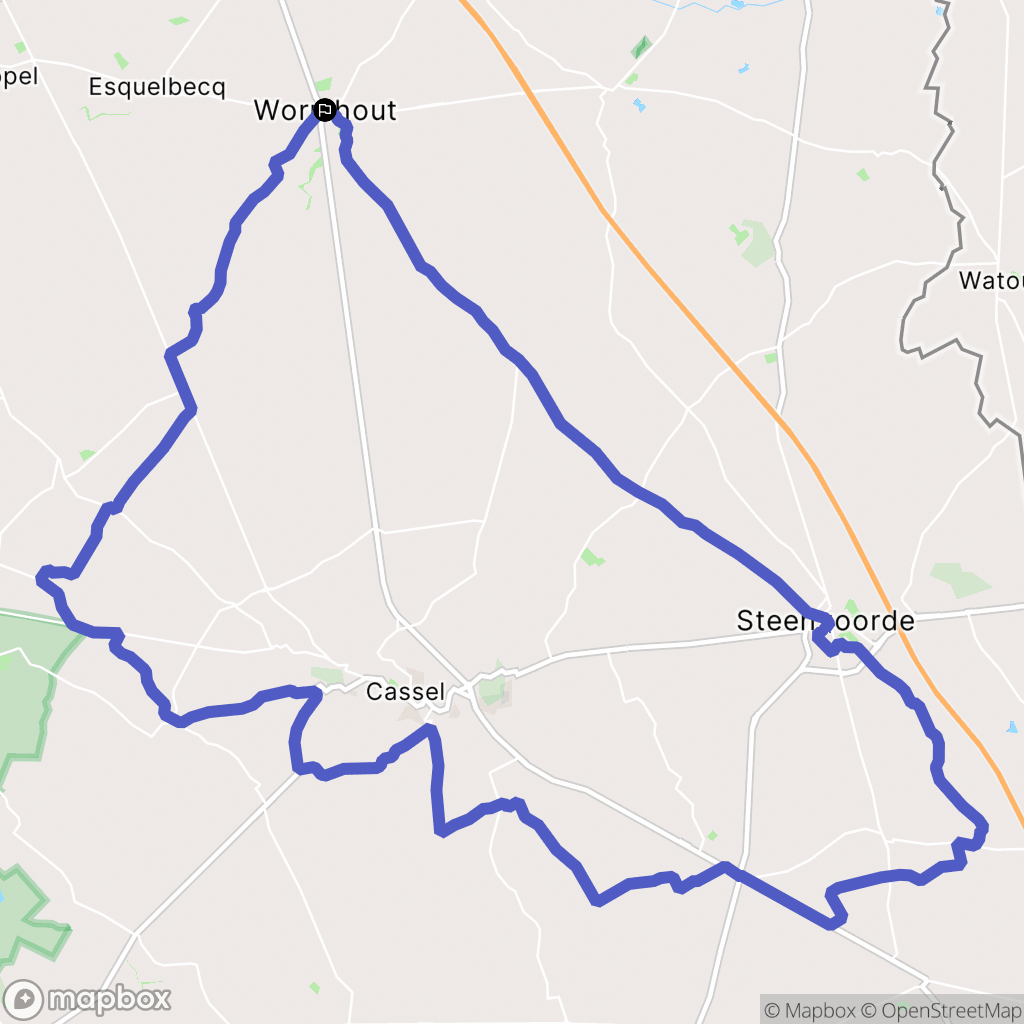 Wormhout : carte du parcours de randonnée - France