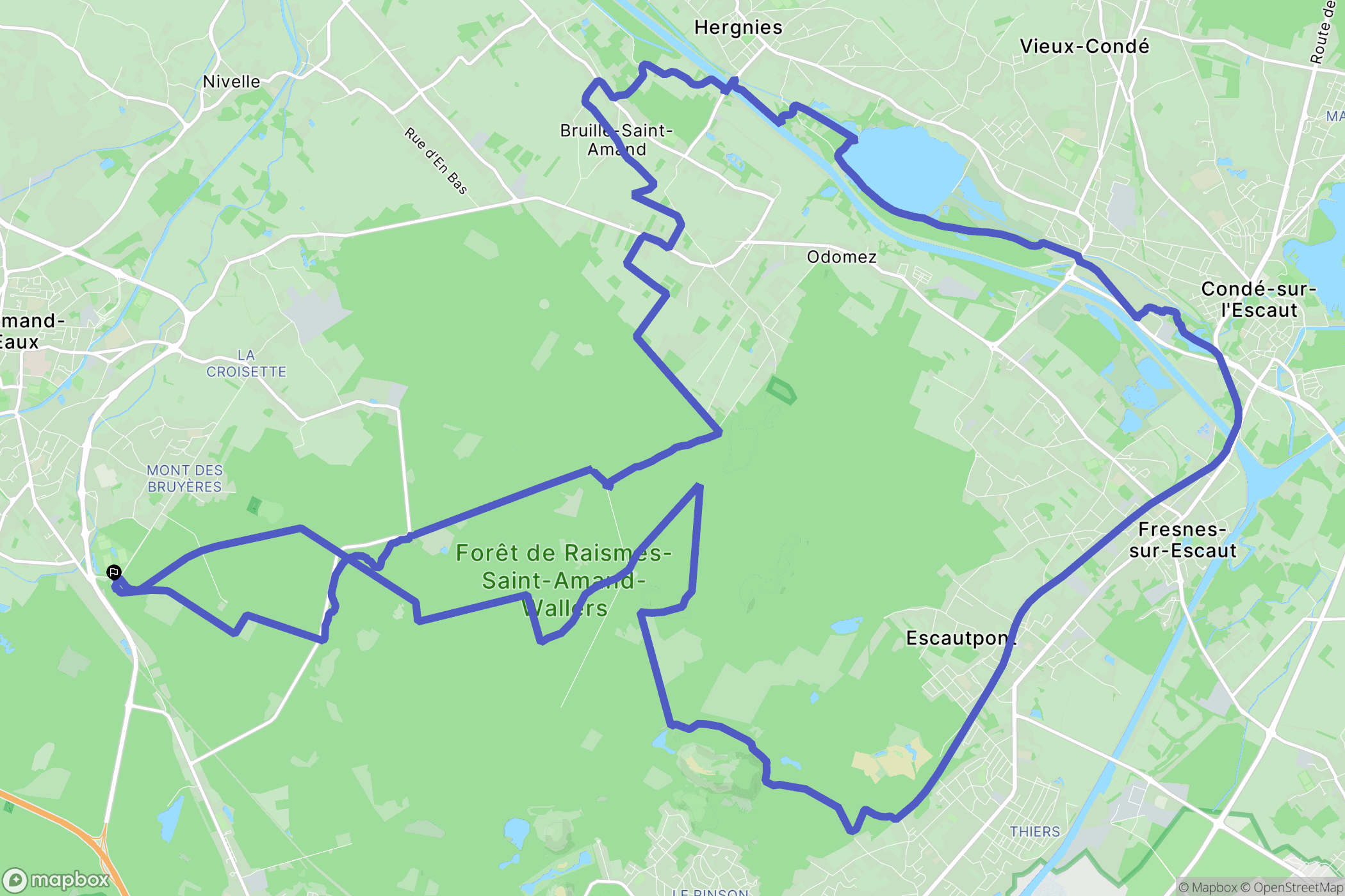 Saint-Amand-les-Eaux : carte du parcours de randonnée - France