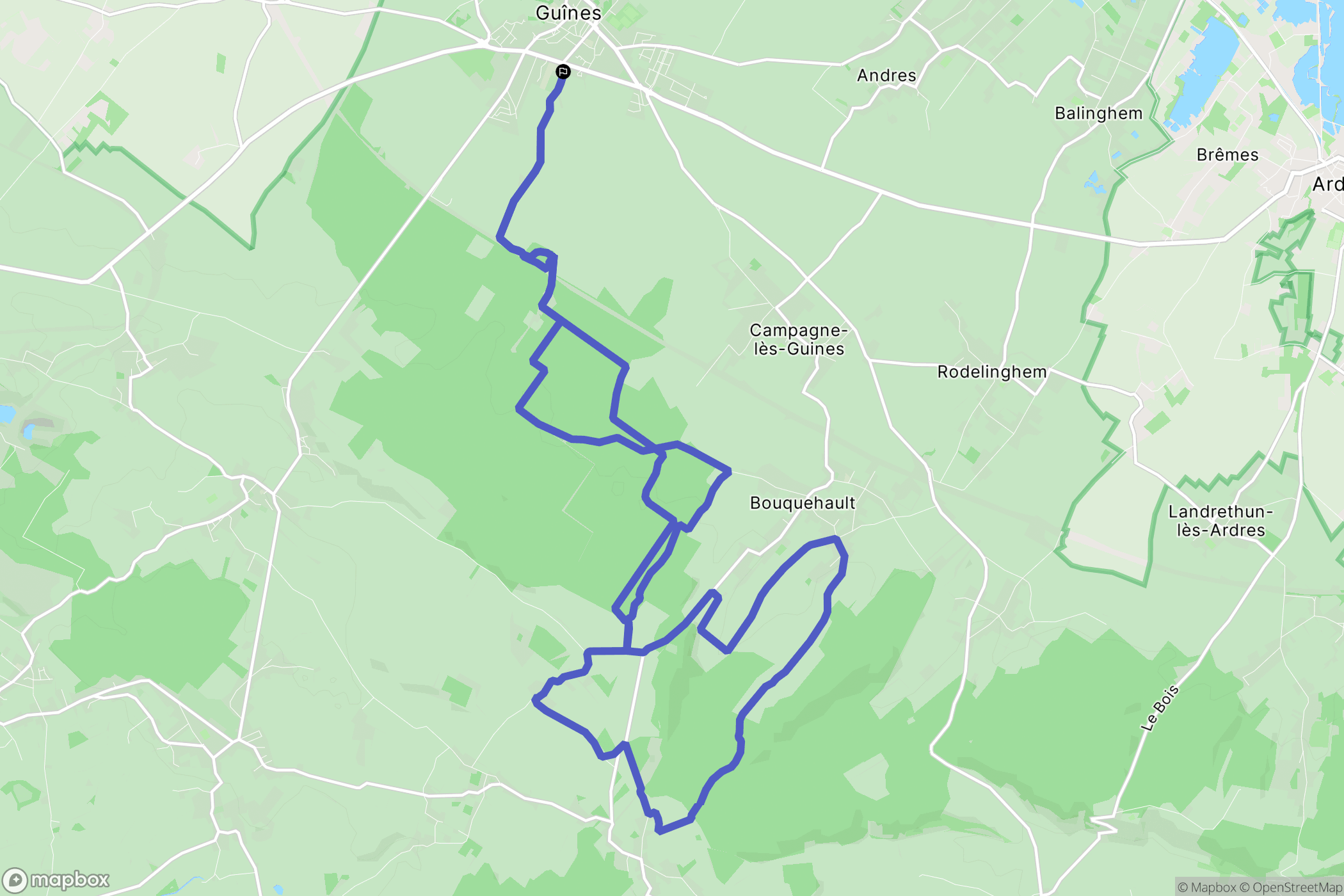 Guines : carte du parcours de randonnée - France