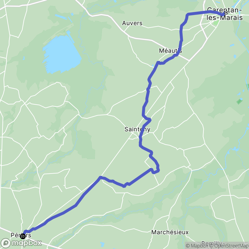 Carentan-les-Marais : carte du parcours de randonnée - France