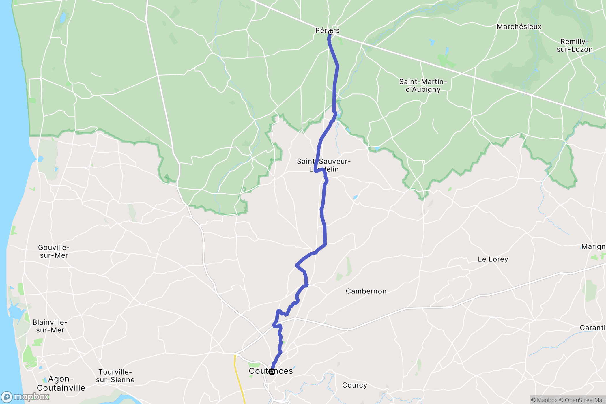 Périers : carte du parcours de randonnée - France