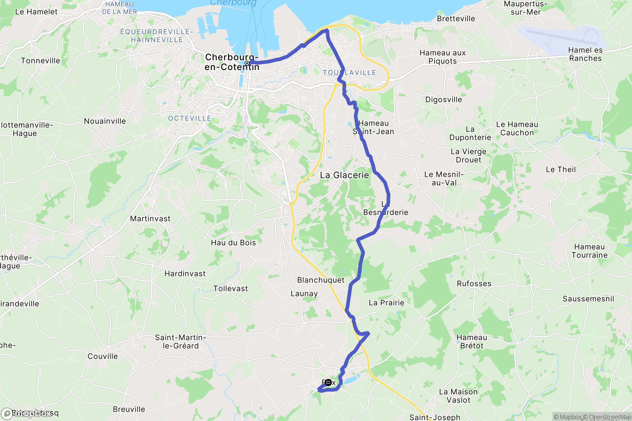 Cherbourg-en-Cotentin : carte du parcours de randonnée - France