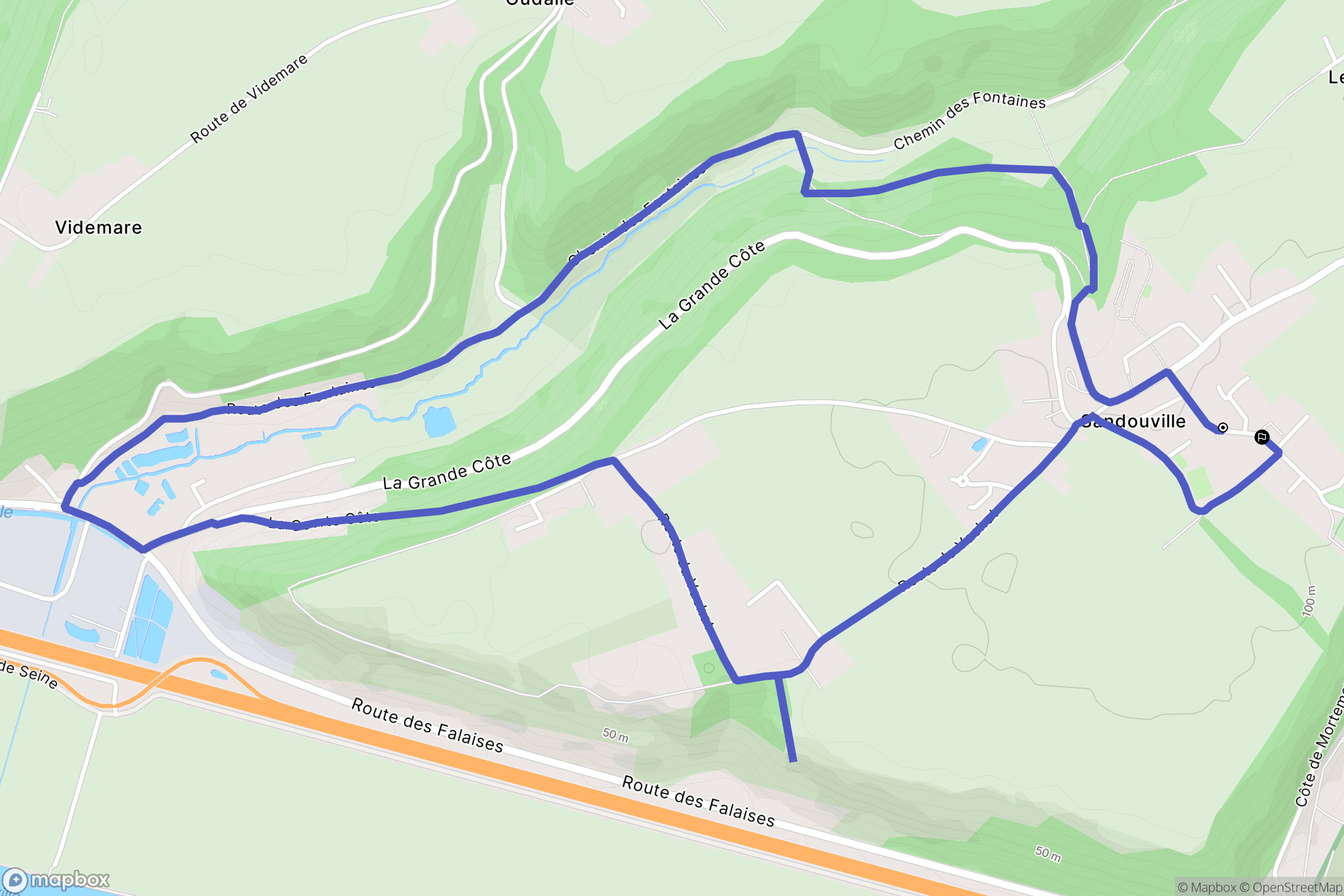 Sandouville : carte du parcours de randonnée - France