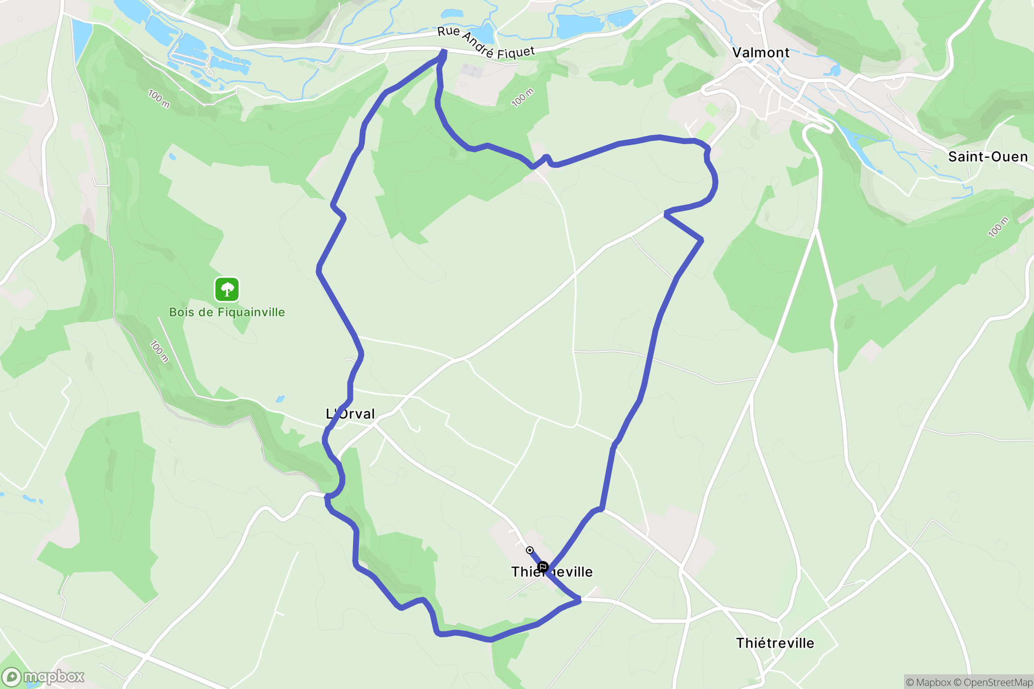 Thiergeville : carte du parcours de randonnée - France