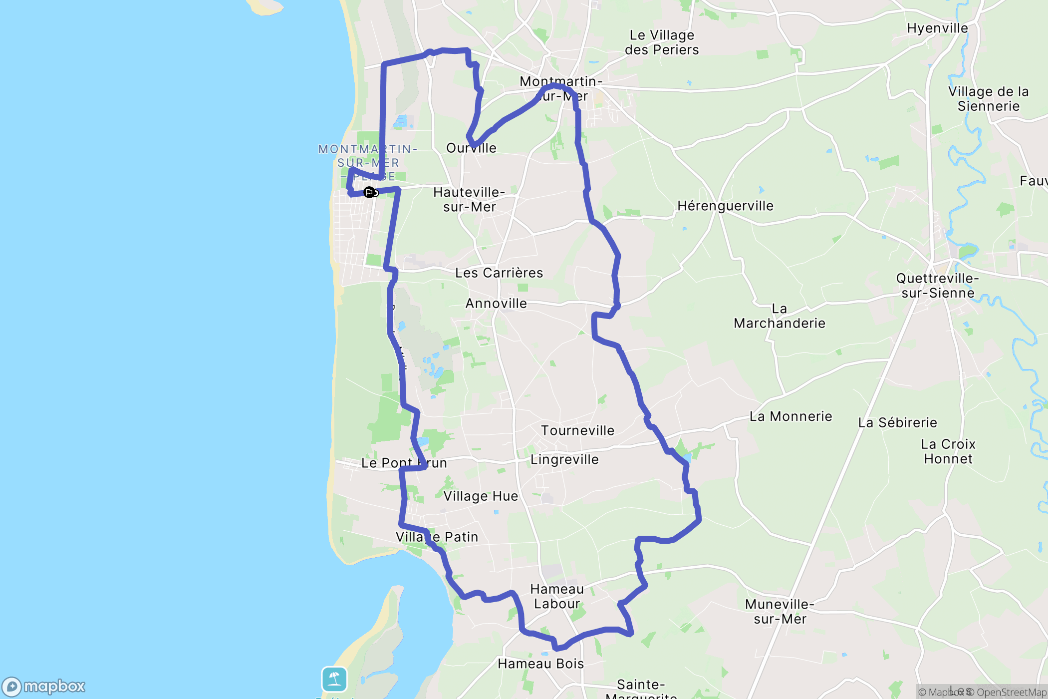 Hauteville-sur-Mer : carte du parcours de randonnée - France