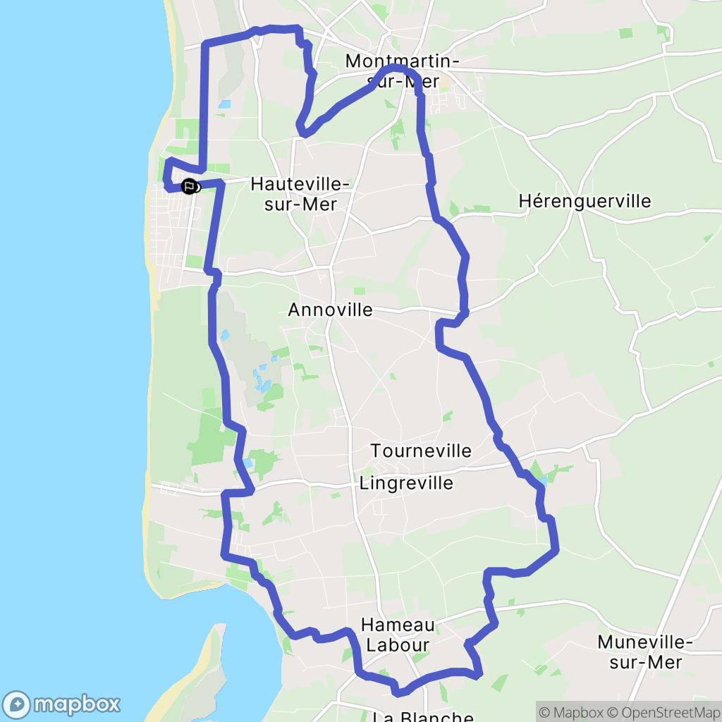 Hauteville-sur-Mer : carte du parcours de randonnée - France