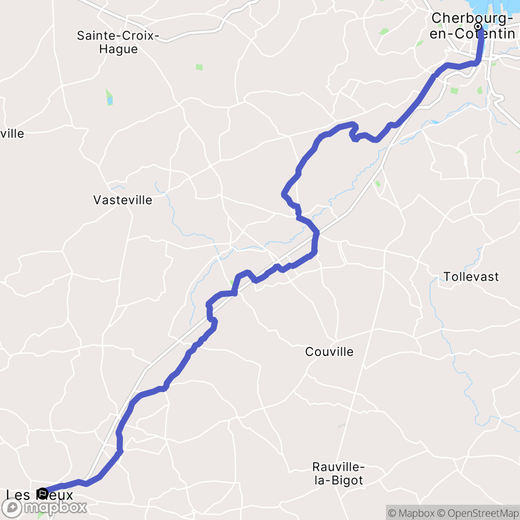 Cherbourg-en-Cotentin : carte du parcours de randonnée - France