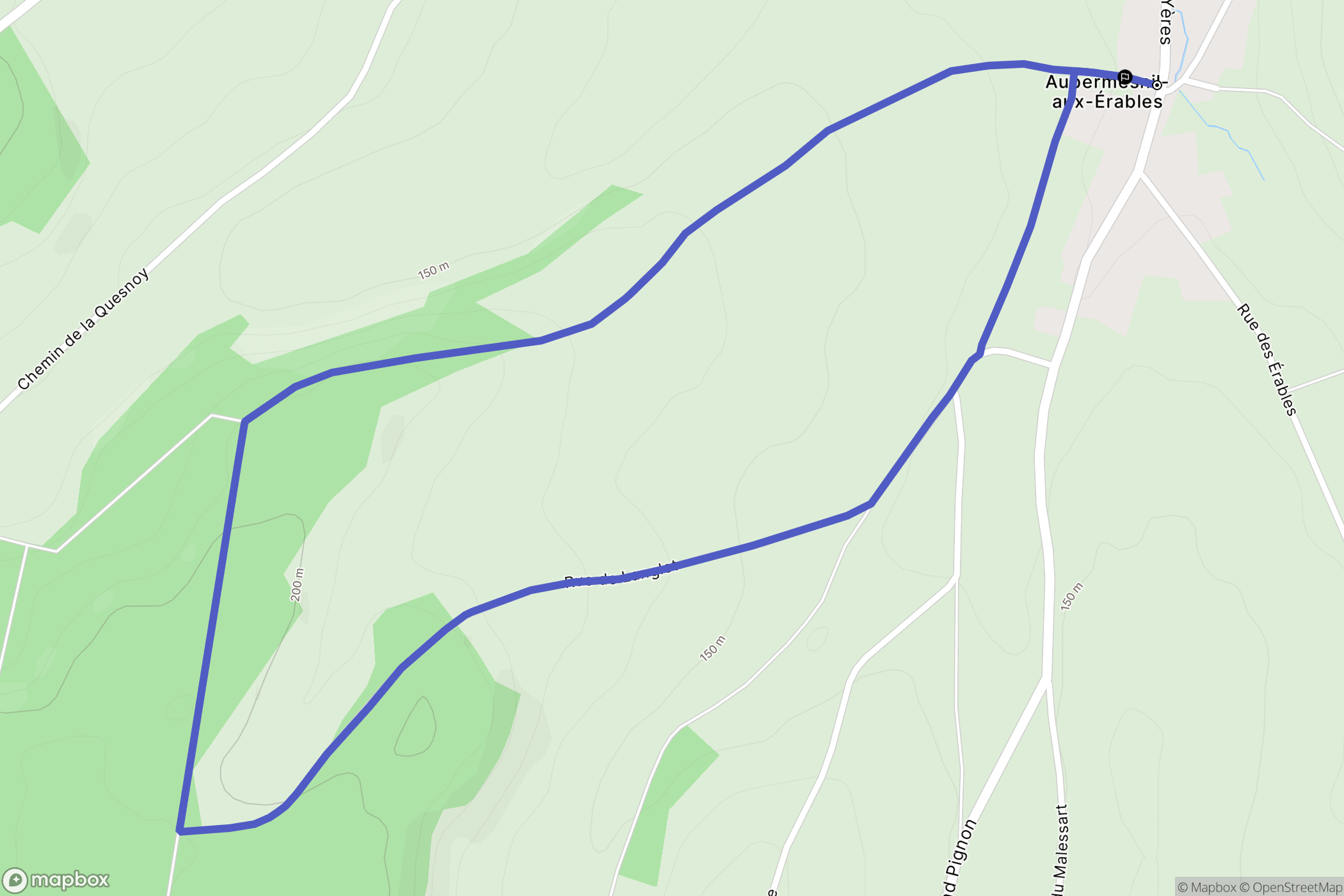 Aubermesnil-aux-Erables : carte du parcours de randonnée - France