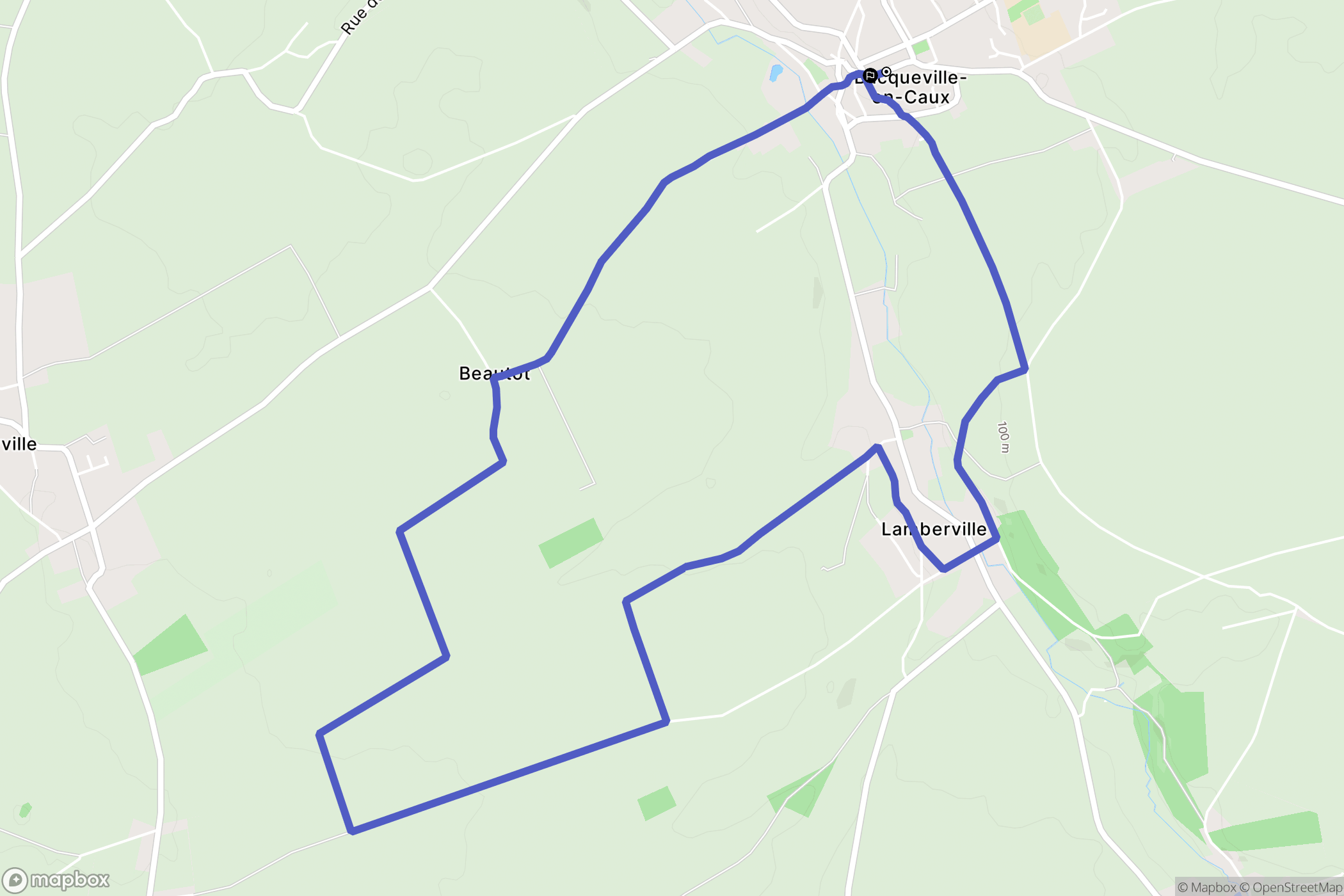 Bacqueville-en-Caux : carte du parcours de randonnée - France
