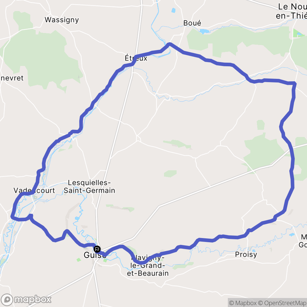 Guise : carte du parcours de randonnée - France
