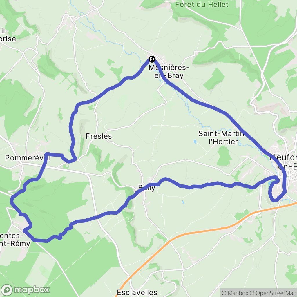Mesnières-en-Bray : carte du parcours de randonnée - France