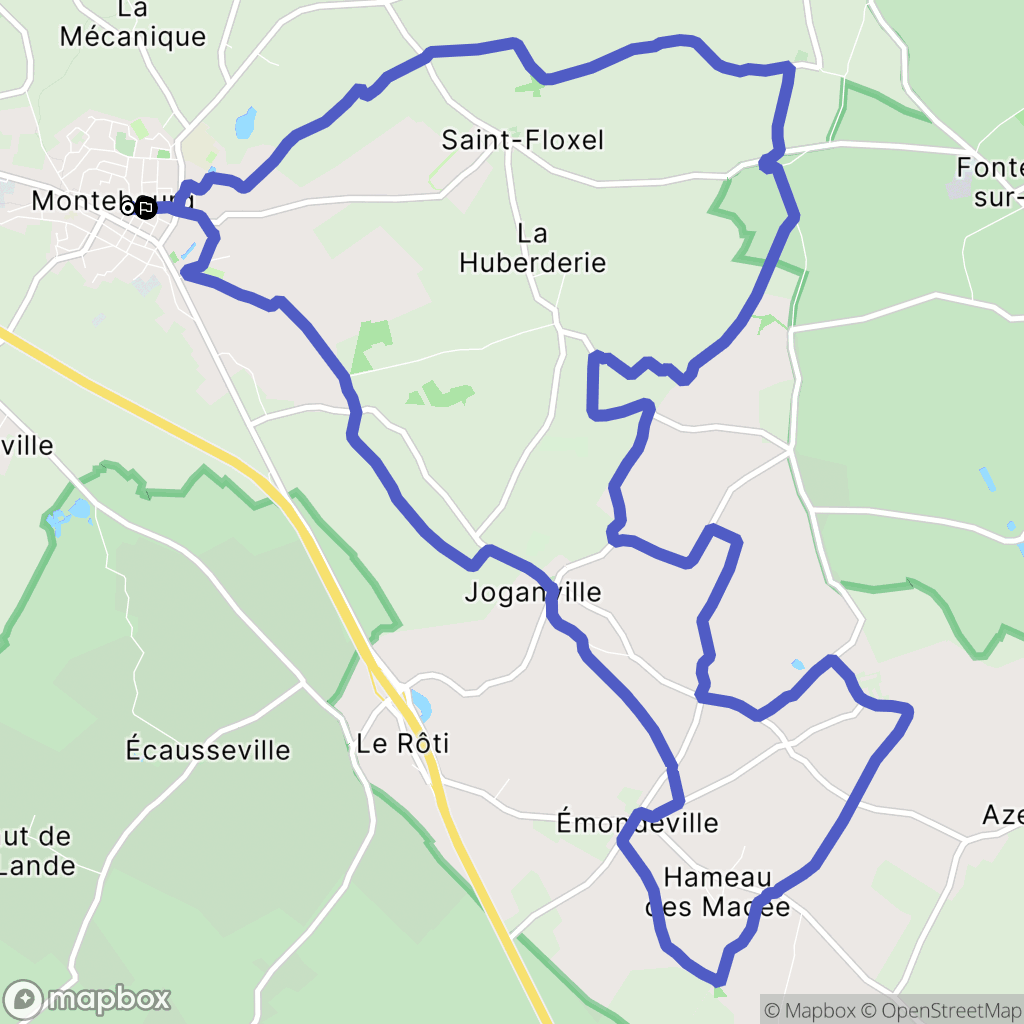 Montebourg : carte du parcours de randonnée - France